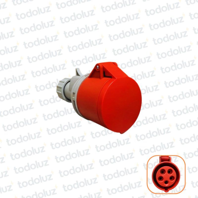 Ficha Hembra Industrial 6H 3x16A+T+N (5 Pin) IP44 380-415V Rojo Qi