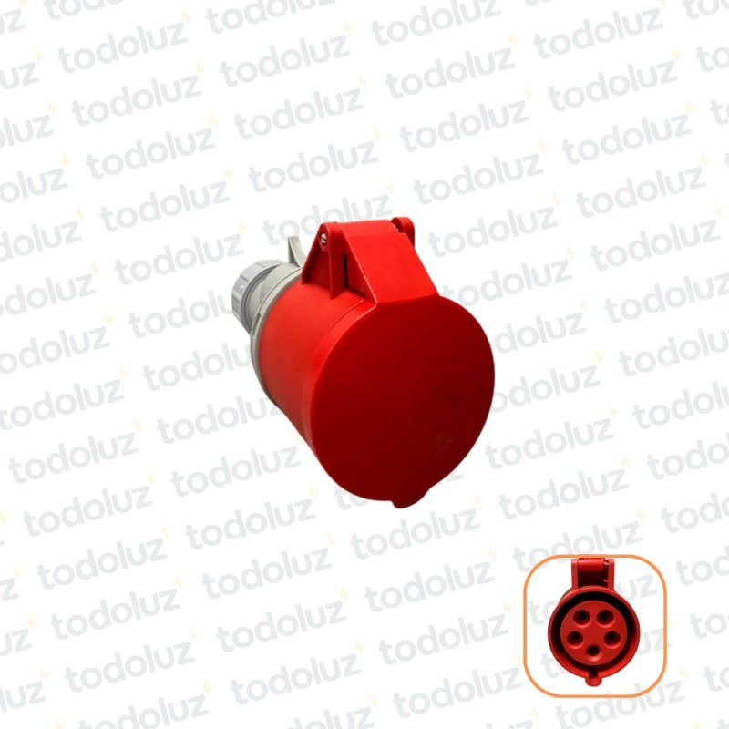 Ficha Hembra Industrial 6H 3x32A+T+N (5 Pin) IP44 380-415V Rojo Qi