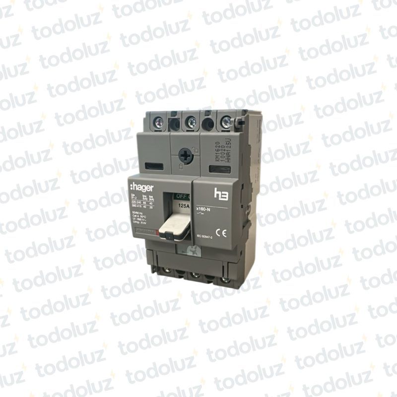 Disyuntor en Caja Moldeada Regulable 3P 125A 40ka/415Vac Hager