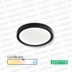 Panel Led Redondo p/ Adosar Borde Negro 18W Luz Neutra 4000°k Taschibra