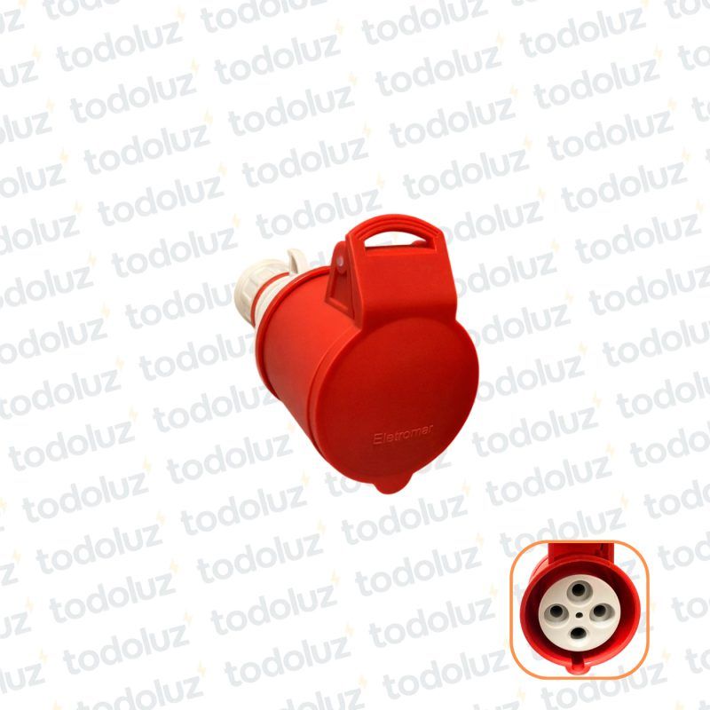 Ficha Hembra Industrial 6H 3x32A+T (4 Pin) IP44 380-415V Rojo Eletromar