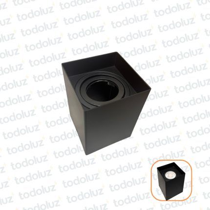 Spot Adosar Cuadrado PVC Negro p/Lamp. Par20 (105*105*150mm) 1*E27
