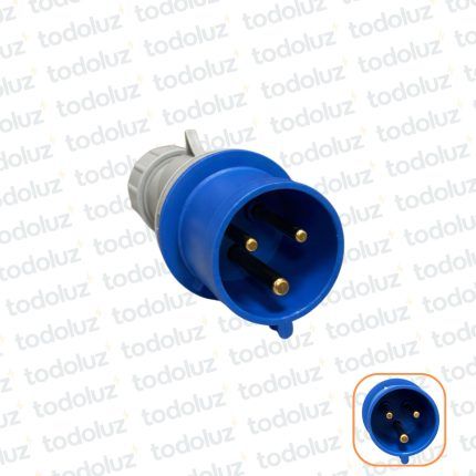 Ficha Macho Industrial 6H 2x32A+T (3 Pin) IP44 200-250V Azul Qi