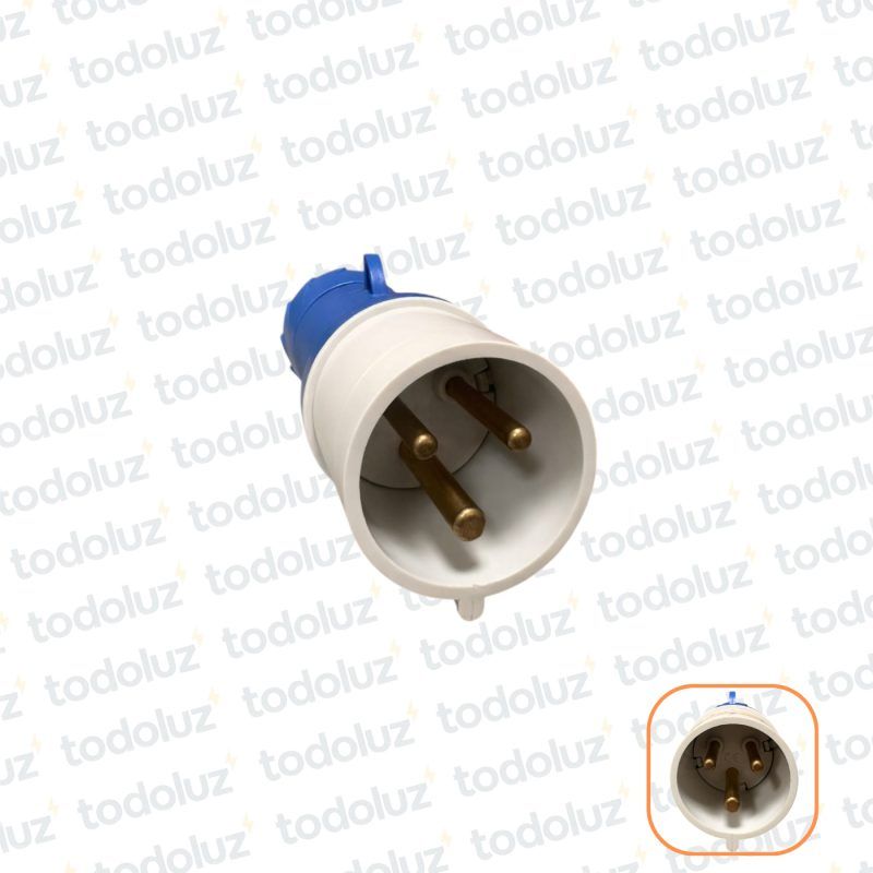 Ficha Macho Industrial 6H 2x32A+T (3 Pin) IP44 200-250V Azul Schneider