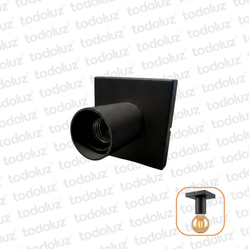 Plafon B. Cuadrada c/ Portalamp. Cilindrico Negro 1*E27 (51.169.NG)