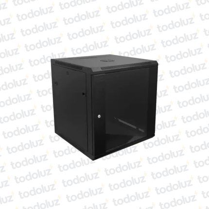 Rack Metal de Pared 12U x 550mm 19´ Negro c/ Tapa Vidrio