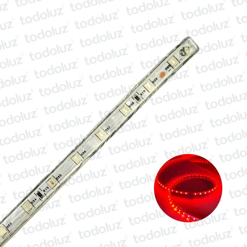 Manguera Led 10mm Luz Roja (60chip*50x50)(Pin 6mm) 220Vdc (x.1Metro)