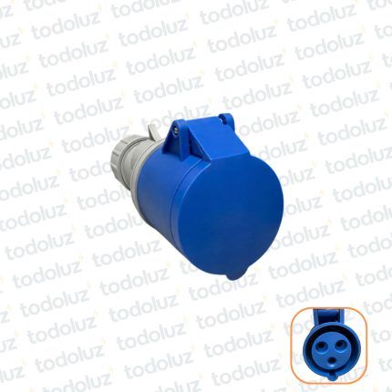 Ficha Hembra Industrial 6H 2x32A+T (3 Pin) IP44 200-250V Azul Qi