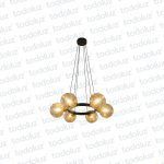 Colgante Circular Metálico Negro con Esferas V. Transp. 6*E27 (54.1139)