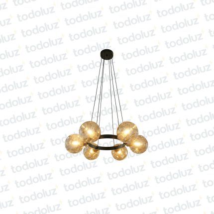 Colgante Circular Metálico Negro con Esferas V. Transp. 6*E27 (54.1139)