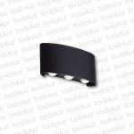 Aplique Ext. Bidireccional Curvo Negro 6LED 6W 3000°k (170x80x40mm) (57.075)