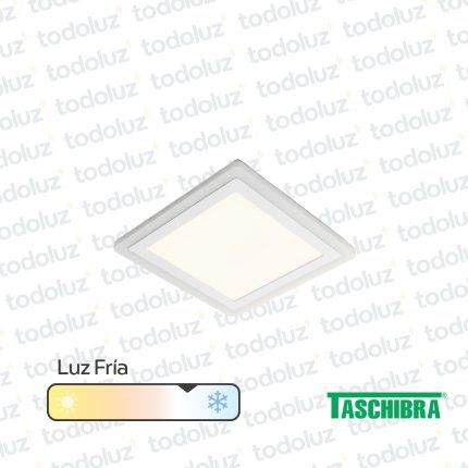 Panel Led Cuadrado p/ Embutir Dual 18W Luz Fria 6500°k + Borde 6W Luz Calida 3000°k Taschibra