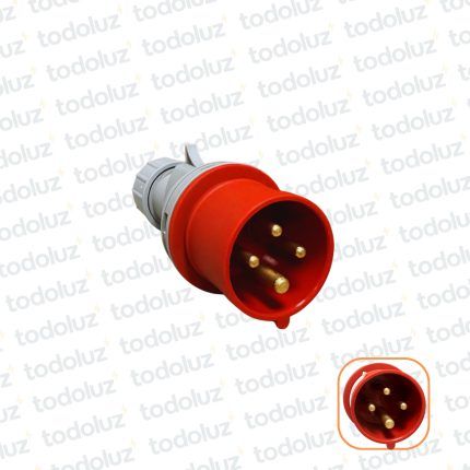 Ficha Macho Industrial 6H 3x32A+T (4 Pin) IP44 380-415V Rojo Qi