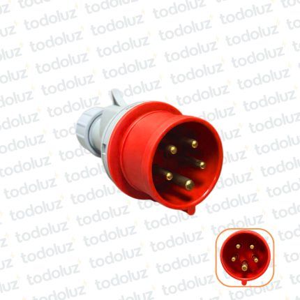 Ficha Macho Industrial 6H 3x16A+T+N (5 Pin) IP44 380-415V Rojo Qi