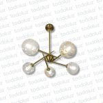 Colgante Bronce Viejo Brazos Rectos Esferas V. Transp. 5*E27 (54.1141)