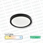 Panel Led Redondo p/ Adosar Borde Negro 18W Luz Calida 3000°k Taschibra