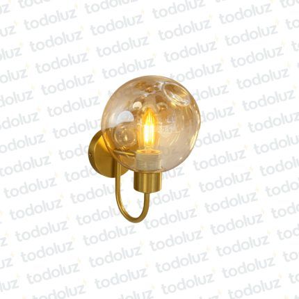 Aplique B. Circ. Brazo Curvo Dorado V. Esfera Caramelo 1*E27 (50.568)
