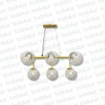 Colgante Barra Dorada con Esferas V. Transp. 6*E27 (54.1140)