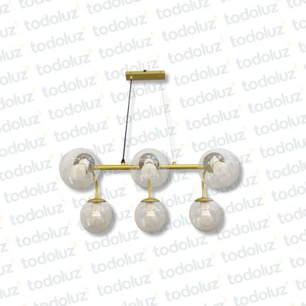 Colgante Barra Dorada con Esferas V. Transp. 6*E27 (54.1140)