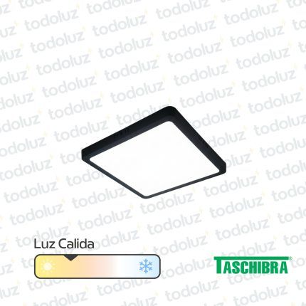 Panel Led Cuadrado p/ Adosar Borde Negro 18W Luz Calida 3000°k Taschibra