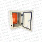 Gabinete Ext Metal 300x200x200mm Beige c/ Placa de Montaje Cominsa