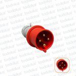 Ficha Macho Industrial 6H 3x63A+T (4 Pin) IP44 380-415V Rojo Qi