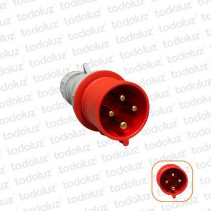 Ficha Macho Industrial 6H 3x63A+T (4 Pin) IP44 380-415V Rojo Qi