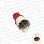 Ficha Macho Industrial 6H 3x32A+T (4 Pin) IP44 380-415V Rojo Schneider