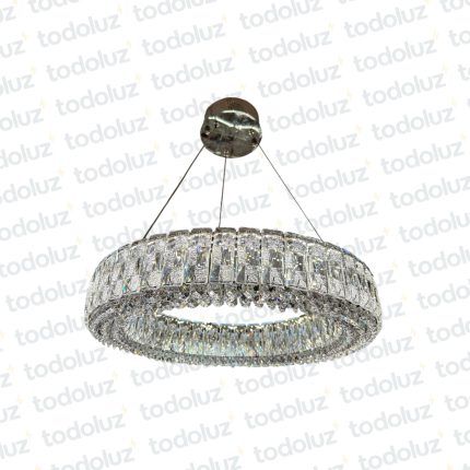Colgante Circular Cromado Cristales Transparentes Triple Tono Led Incorp. (54.1080)