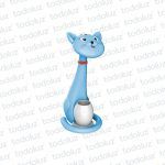 Luminaria de Mesa Gatito Celeste c/Lapicero Cabeza Movil 6w 3Tonos 3Intensidades + Luz Noctura 220Vac
