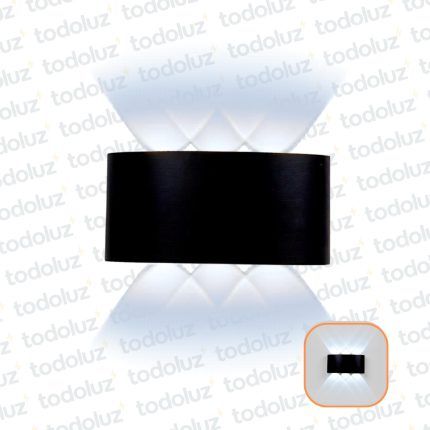 Aplique Ext. Bidireccional Curvo Negro 6LED 6W Luz Fria 6500°k (170x80x40mm) (57.075)