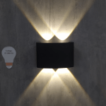 Aplique Ext. Bidireccional Curvo Negro 4LED 4W Luz Calida 3000°k (120x80x35mm) (57.080)