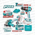 Taladro/Percutor/Atornillador 13mm 66NM + Amoladora 115mm (Brushless 20Vdc)(2 Bateria 4.0Ah + 1 Cargador)