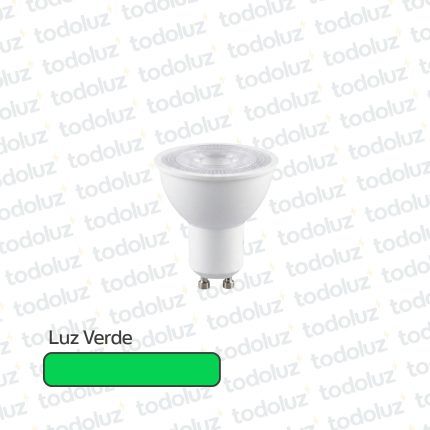 Lamp. Led Dicroica MR16 5W 640lm 40° GU10 Luz Verde 220Vac