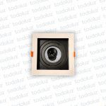 Spot Embutir Modular Cuadrado Blanco con Fondo Interior Negro Movil Par20 1*E27