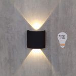 Aplique Ext. Bidireccional Oval Negro 2W Luz Calida 3000°k (65x80x38mm) (57.084)