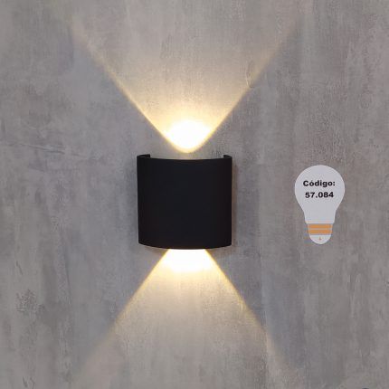 Aplique Ext. Bidireccional Oval Negro 2W Luz Calida 3000°k (65x80x38mm) (57.084)