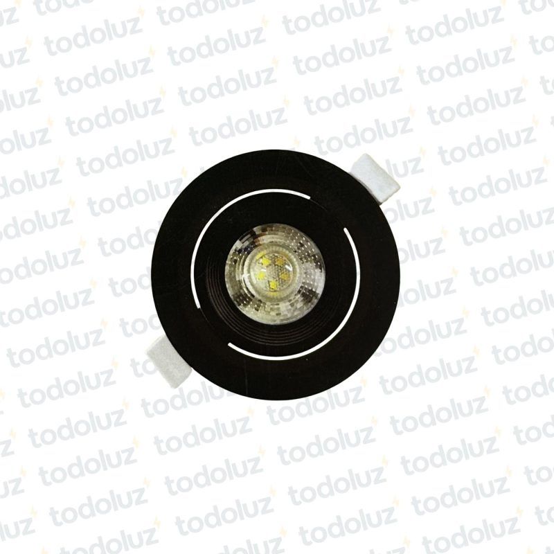 Spot Led Redondo Movil p/ Embutir Borde Negro 5W Luz Calida 3000°k