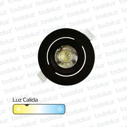 Spot Led Redondo Movil p/ Embutir Borde Negro 5W Luz Calida 3000°k