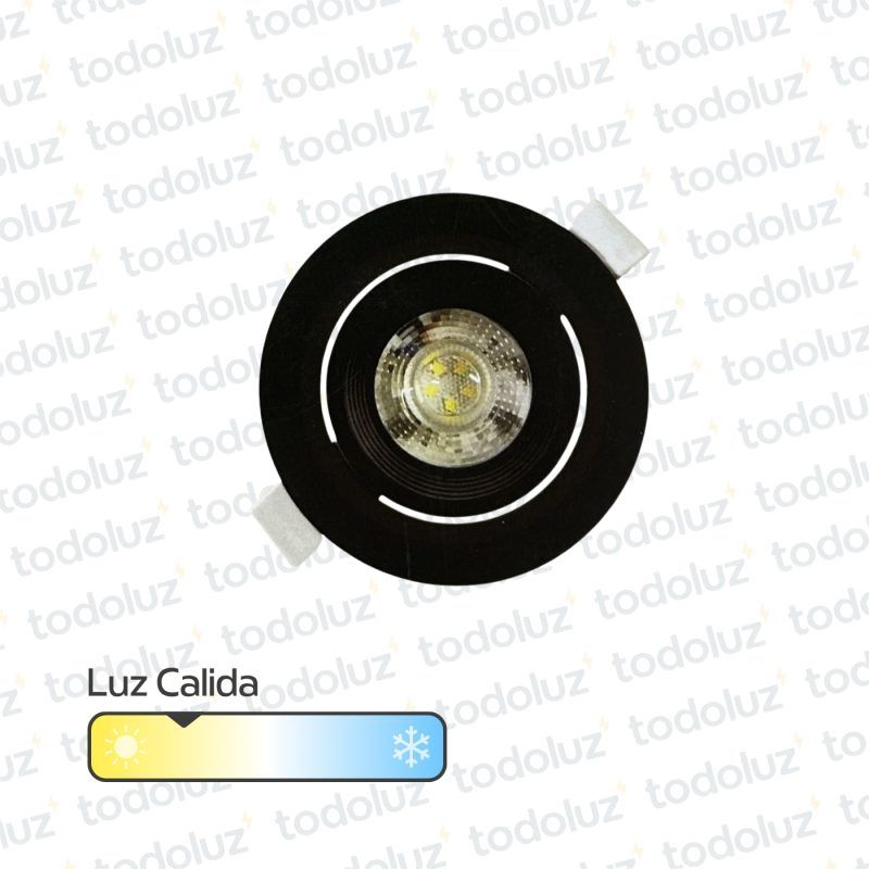 Spot Led Redondo Movil p/ Embutir Borde Negro 5W Luz Calida 3000°k