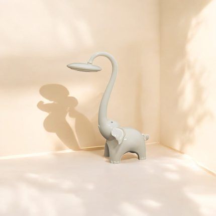 Luminaria de Mesa Elefante Blanco 6w 3Tonos 3Intensidades + Luz Noctura Nariz Movil 220Vac
