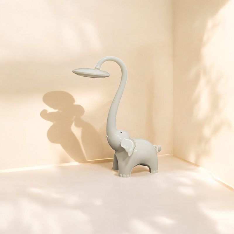 Luminaria de Mesa Elefante Blanco 6w 3Tonos 3Intensidades + Luz Noctura Nariz Movil 220Vac