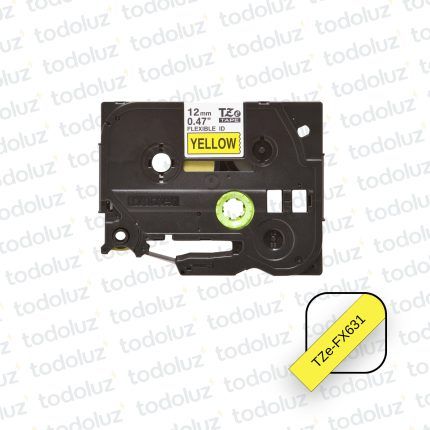 Cinta Rotuladora Flexible Texto Negro; Fondo Amarillo 12mm