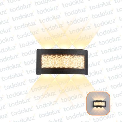 Aplique Ext. Bidireccional Negro 6LED 6W Luz Calida 3000°k c/ Diseño Frontal (57.478)