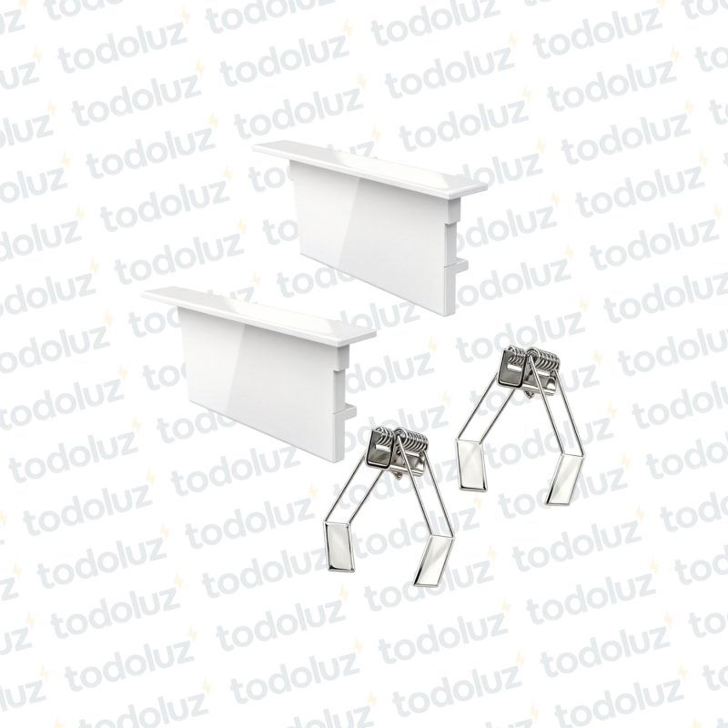 Accesorio p/Perfil Embutir Blanco 62x25mm (2 Tapas + 2 Clips)