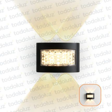 Aplique Ext. Bidireccional Negro 4LED 4W Luz Calida 3000°k c/ Diseño Frontal (57.473)