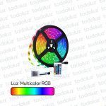 Kit Cinta Led 10mm Siliconado IP65 Luz Multicolor RGB (54chip*50x50) 12W/m 12Vdc (x.Rollo/5mts) c/ Controlador