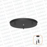 Base Negra Redonda con PG p/ Colgante 3 Luces
