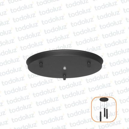 Base Negra Redonda con PG p/ Colgante 3 Luces