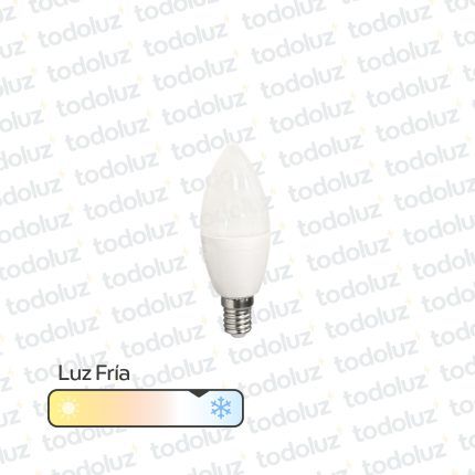 Lamp. Led Vela C37 7W 630lm E14 Luz Fria 6500°k Opal 220Vac